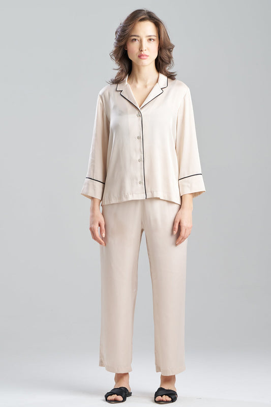Satin Essentials Notch PJ Set Wheat