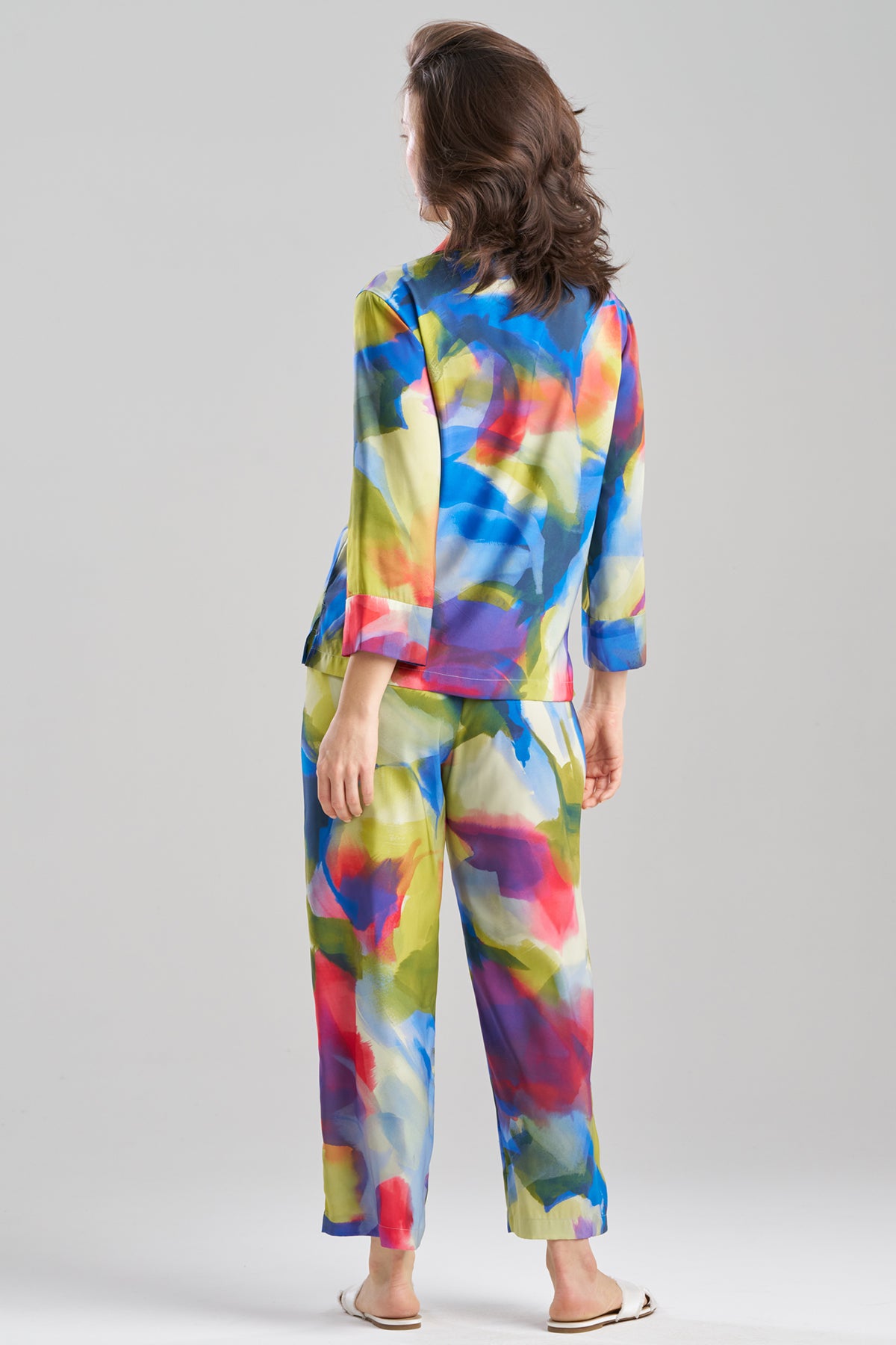 Kumo Printed Stretch Satin Notch PJ Set Kumo Multi