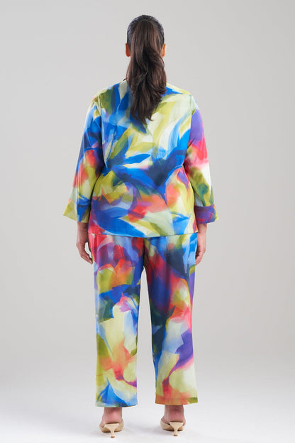 Kumo Printed Stretch Satin Notch PJ Set Kumo Multi