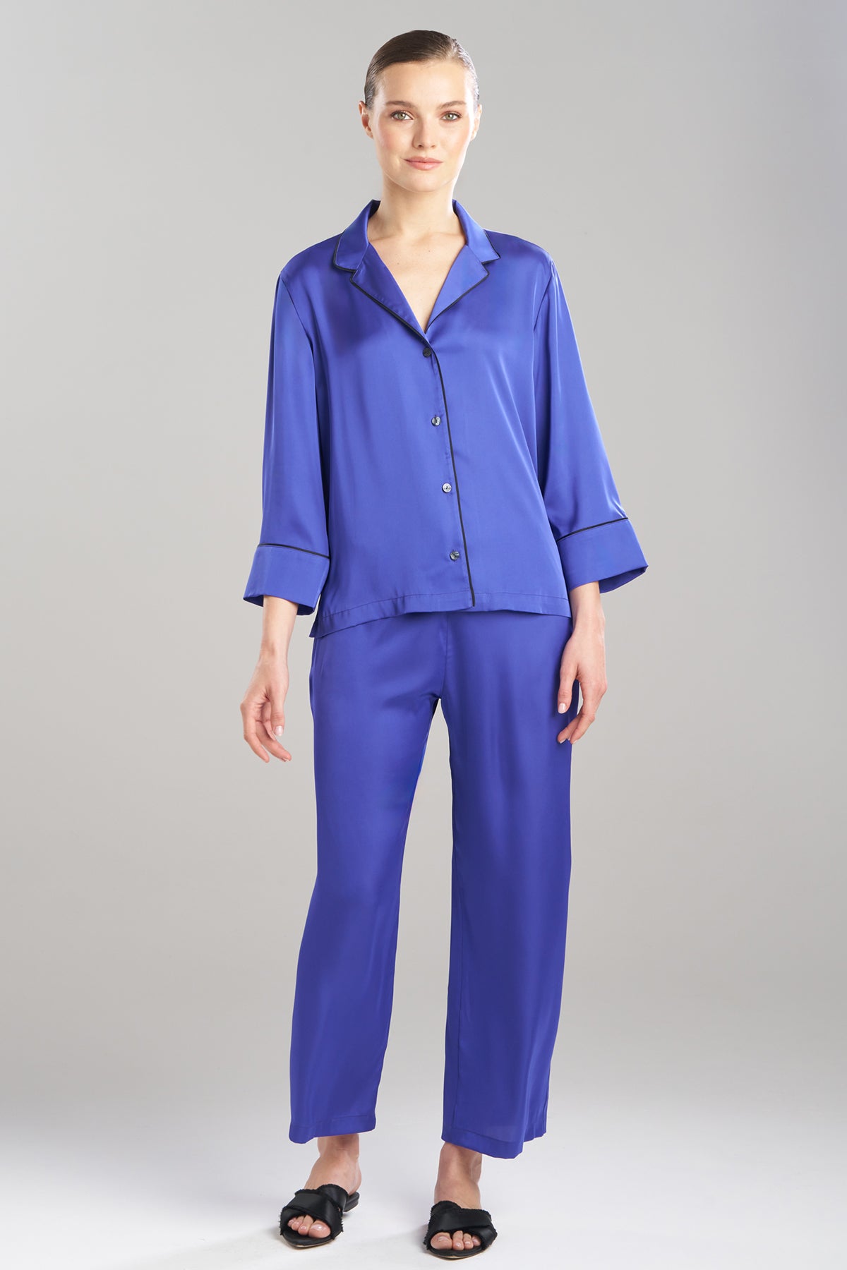 Satin Essentials Notch PJ Set Blueberry