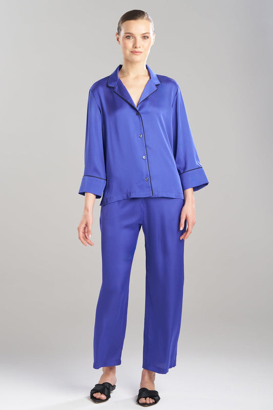 Satin Essentials Notch PJ Set Blueberry