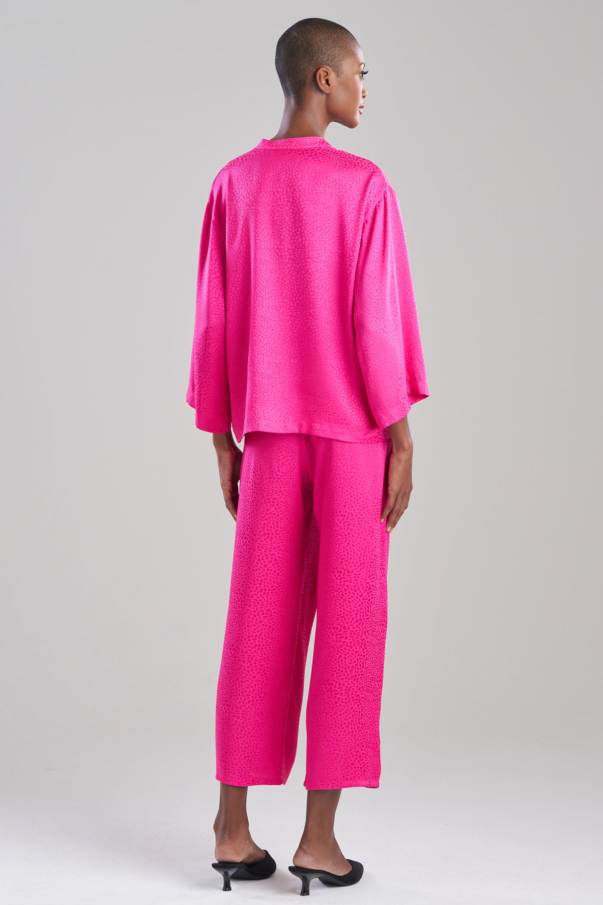 Wilderness Satin Jacquard Button Down PJ Set Wilderness Pink