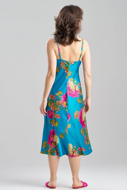 Crysanthe Printed Satin Slip Dress Crysanthe Blue