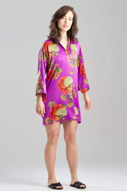Crysanthe Printed Satin Sleepshirt Crysanthe Orchid