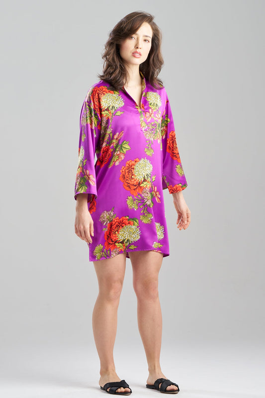 Crysanthe Printed Satin Sleepshirt Crysanthe Orchid
