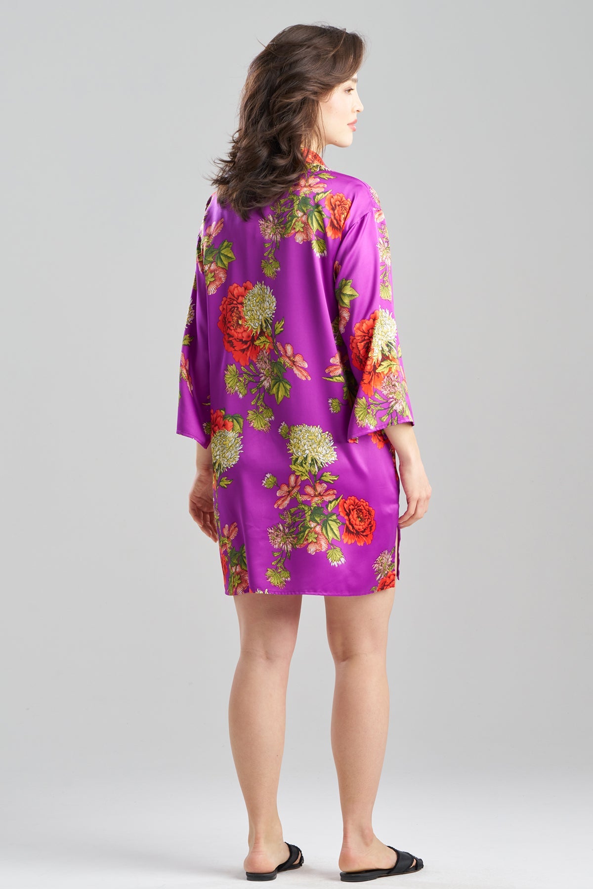 Crysanthe Printed Satin Sleepshirt Crysanthe Orchid