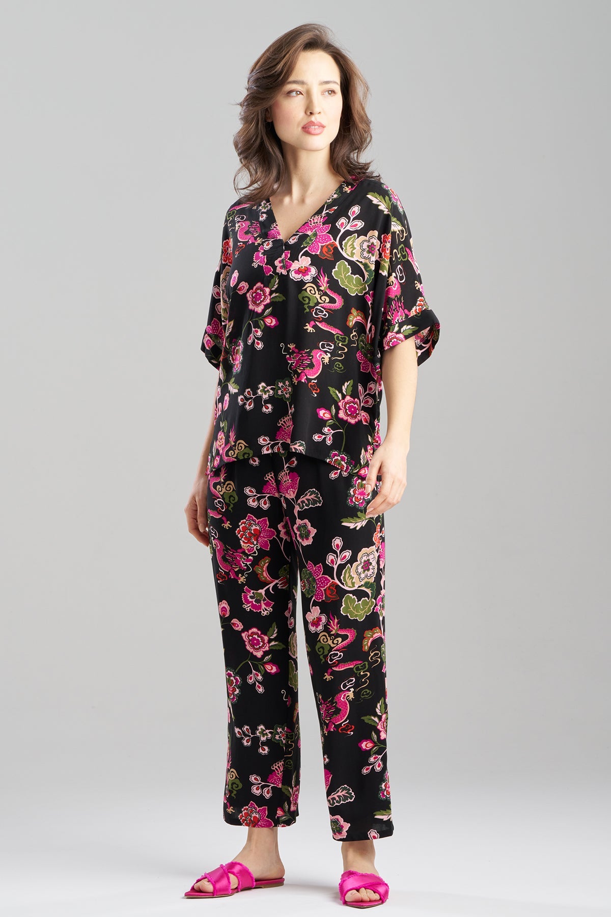 Fleur Dragon Printed Challis PJ Set Fleur Dragon Black