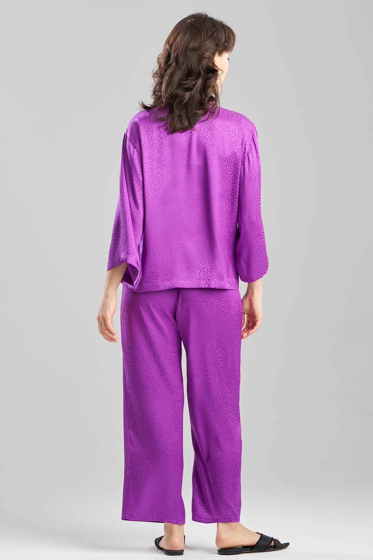 Wilderness Satin Jacquard Button Down PJ Set Wilderness Orchid