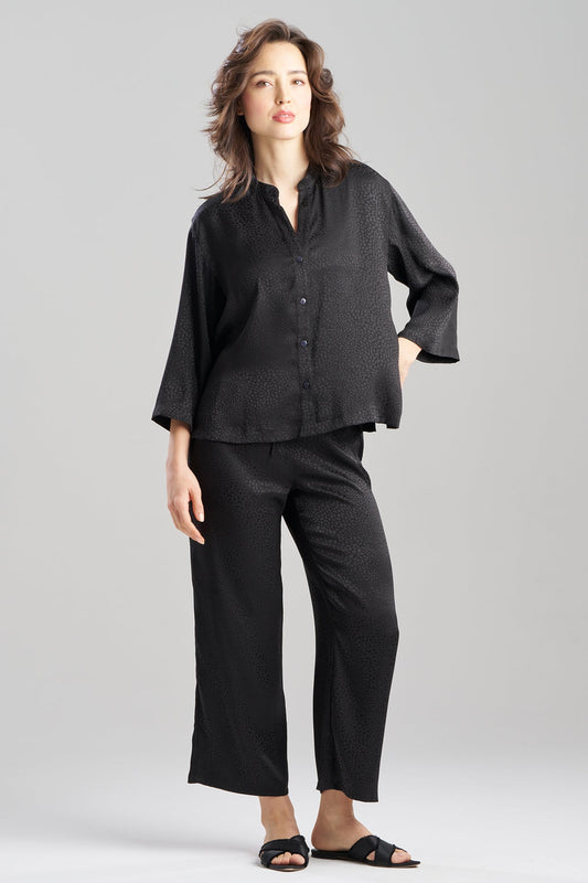 Wilderness Satin Jacquard Button Down PJ Set Wilderness Black