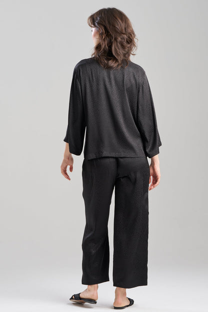 Wilderness Satin Jacquard Button Down PJ Set Wilderness Black