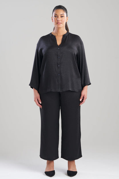 Wilderness Satin Jacquard Button Down PJ Set Wilderness Black
