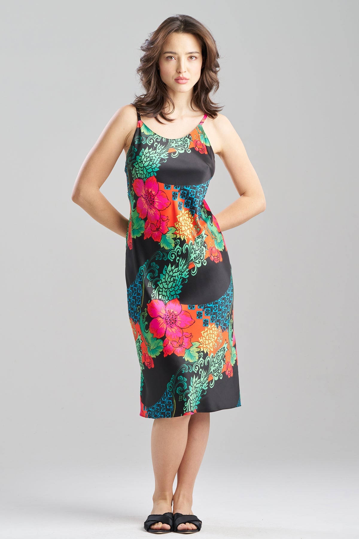Harvest Printed Satin Slip Dress Harvest Black
