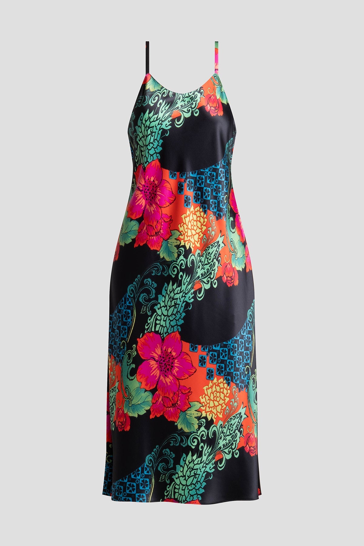 Harvest Printed Satin Slip Dress Harvest Black