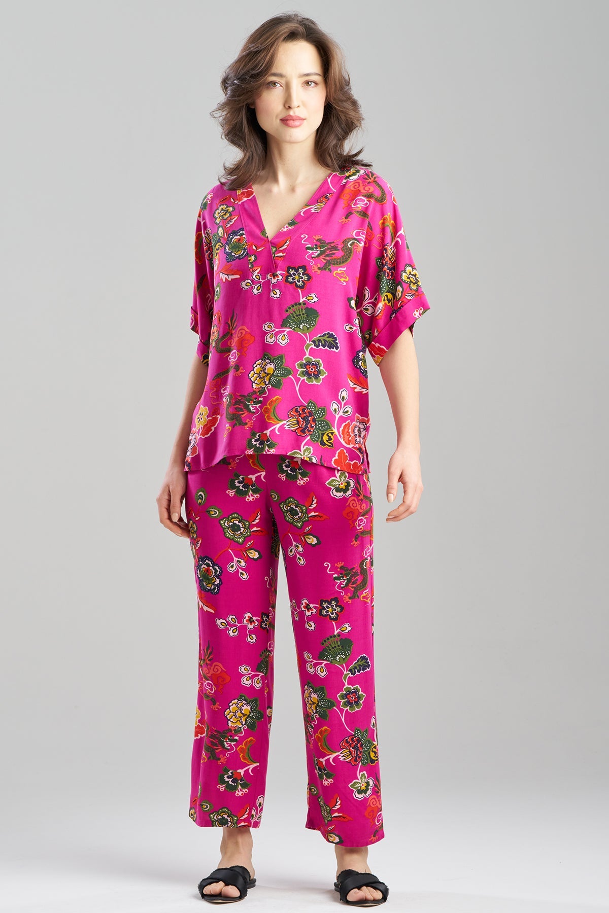 Fleur Dragon Printed Challis PJ Set Fleur Dragon Pink