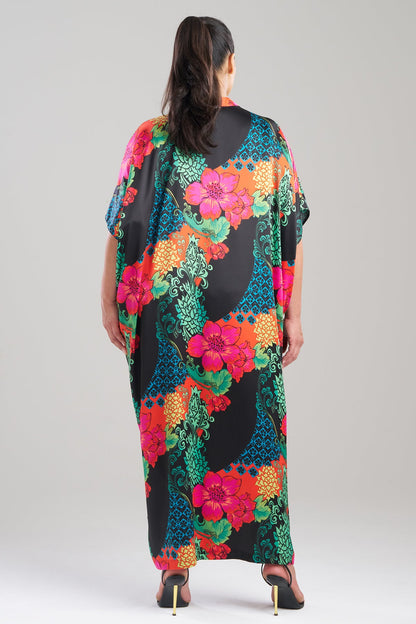 Harvest Printed Satin Wedge Caftan Harvest Black