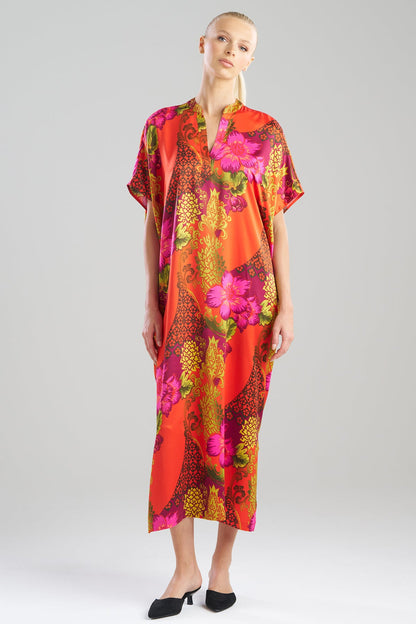 Harvest Printed Satin Wedge Caftan Harvest Orange