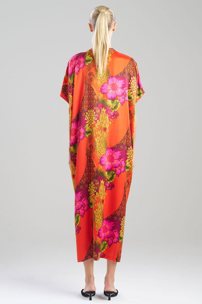 Harvest Printed Satin Wedge Caftan Harvest Orange
