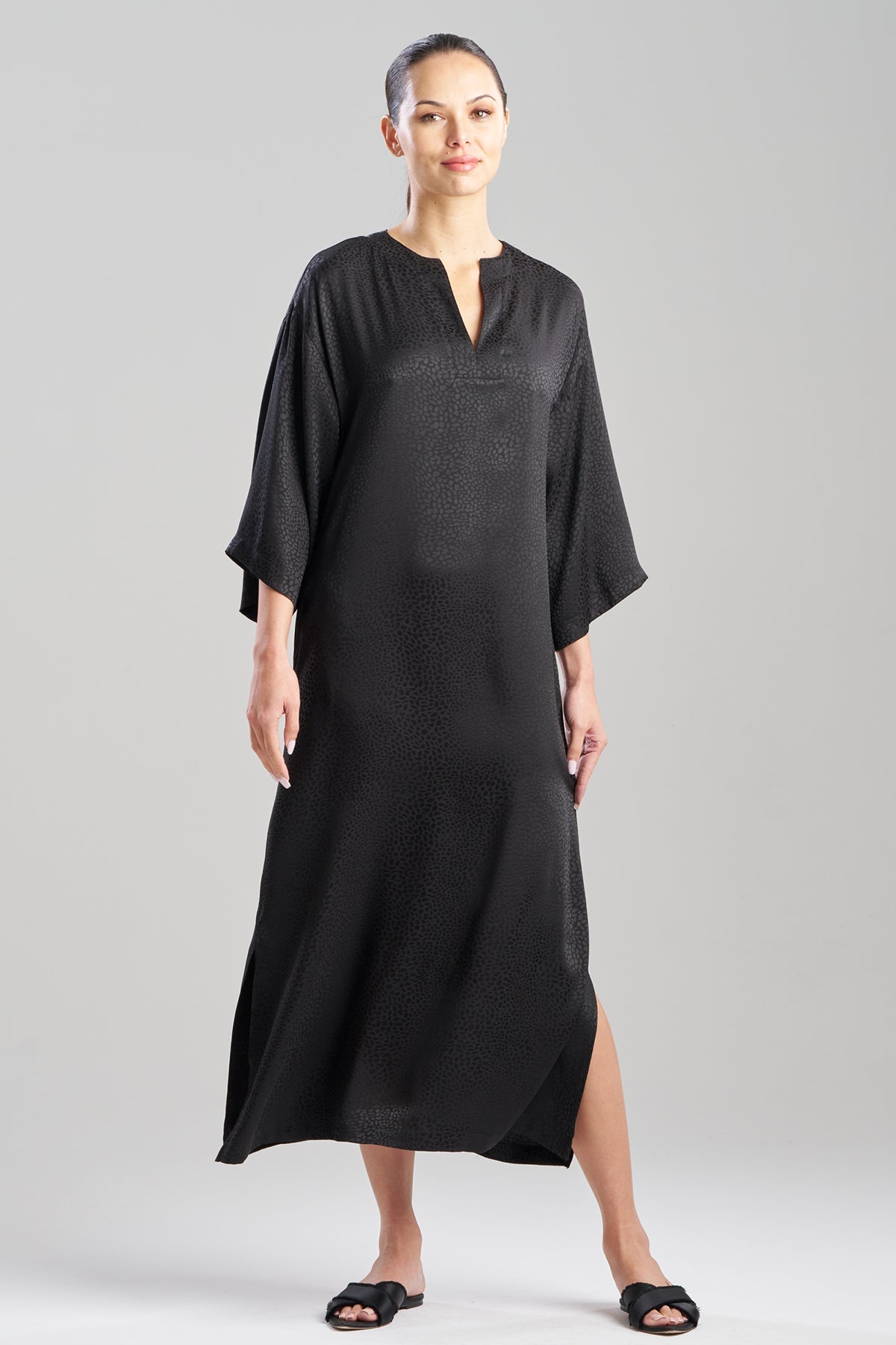 Wilderness Satin Jacquard Caftan Wilderness Black