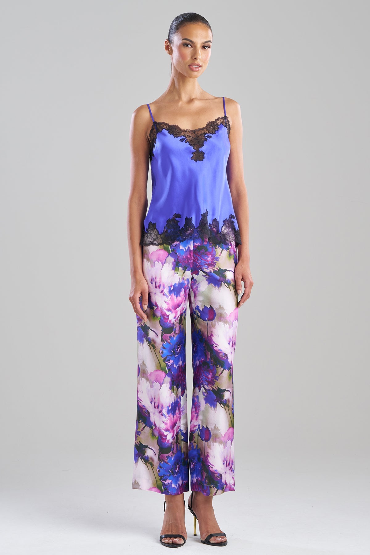Lolita Lace Trim Cami Blue Velvet/Black