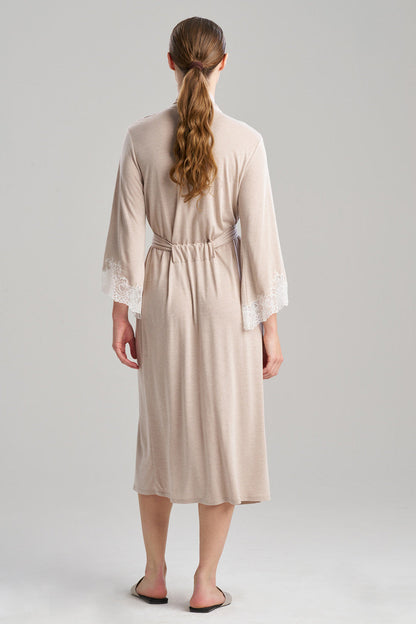 Buy Luxe Shangri-la TENCEL™ Robe in Heather Cashmere/Ivory Online Heather Cashmere/Ivory