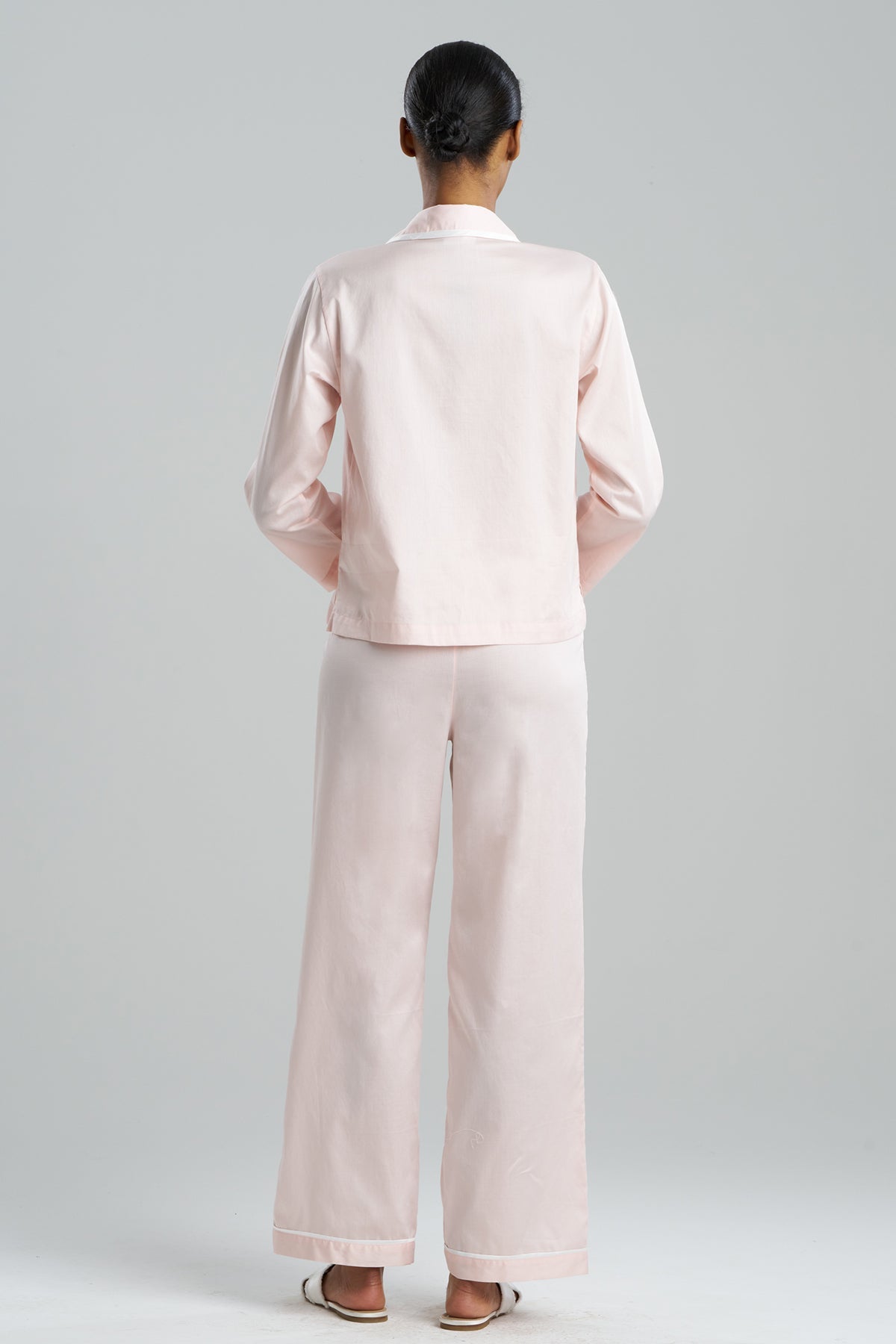 Cotton Sateen Embroidered Essentials Notch PJ Blush Pink