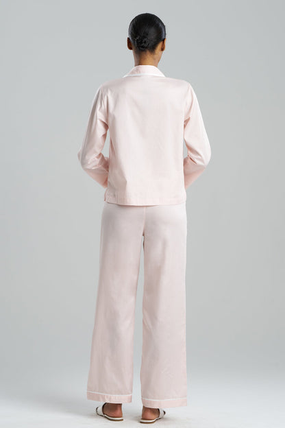 Cotton Sateen Embroidered Essentials Notch PJ Blush Pink