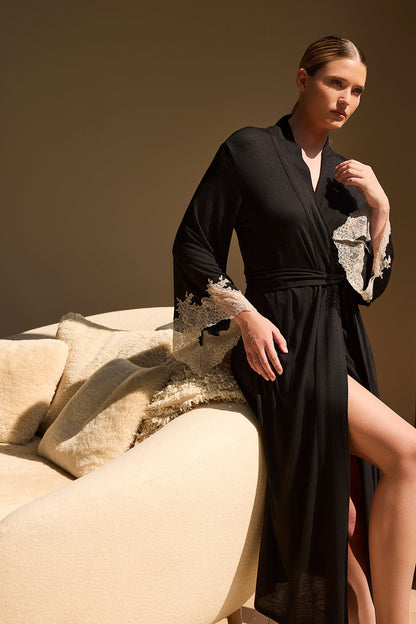 Buy Luxe Shangri-la TENCEL™ Robe in Black Online Black