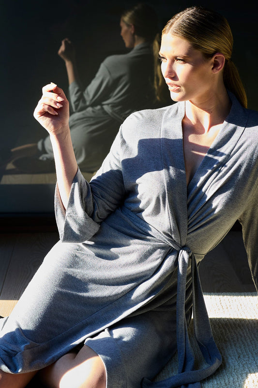 Buy Shangri-La TENCEL™ Robe in Heather Gray Online Heather Grey