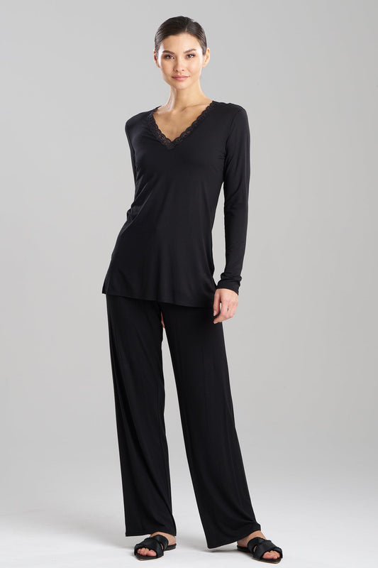 Feathers Essentials Lenzing™ Ecovero™ Viscose Long Sleeve Lace PJ Black