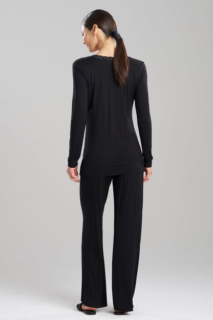 Feathers Essentials Lenzing™ Ecovero™ Viscose Long Sleeve Lace PJ Black