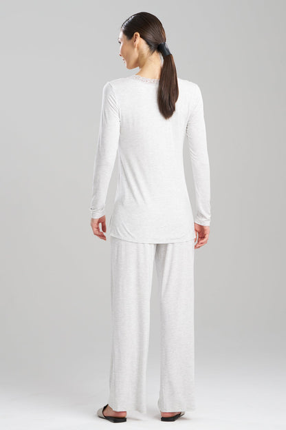 Feathers Essentials Lenzing™ Ecovero™ Viscose Long Sleeve Lace PJ Light Heather Grey