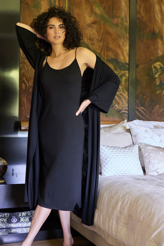 Buy Shangri-La TENCEL™ Robe in Black Online Black