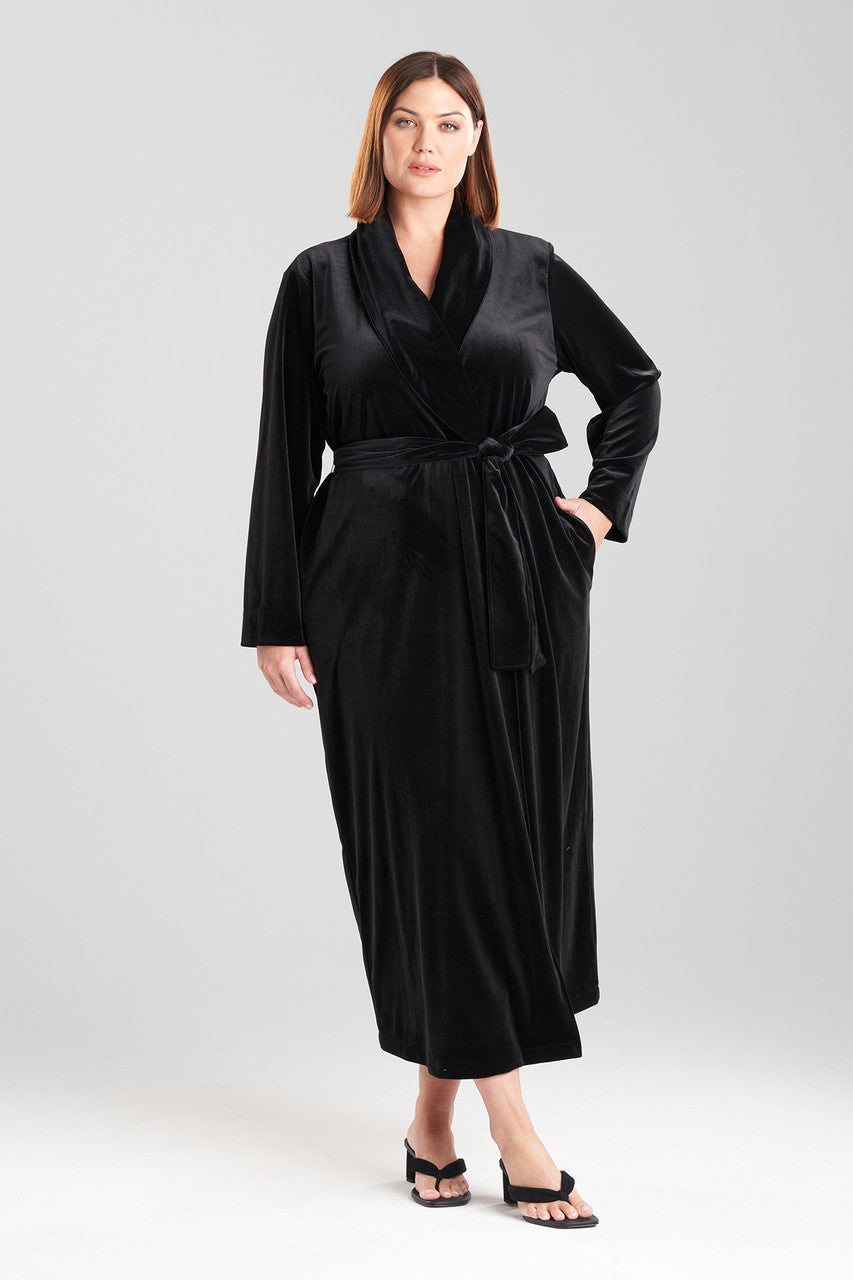 Buy Natalie Velvet Robe in Black Online Black