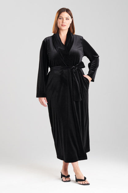 Buy Natalie Velvet Robe in Black Online Black