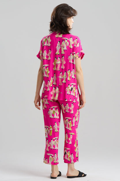 Geisha Challis Mandarin PJ Set Pink