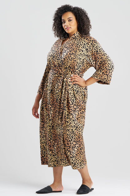 Exotic Animal Cozy Knit Robe Natural