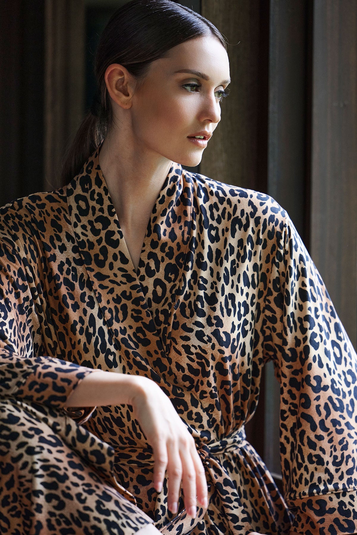 Exotic Animal Cozy Knit Robe Natural