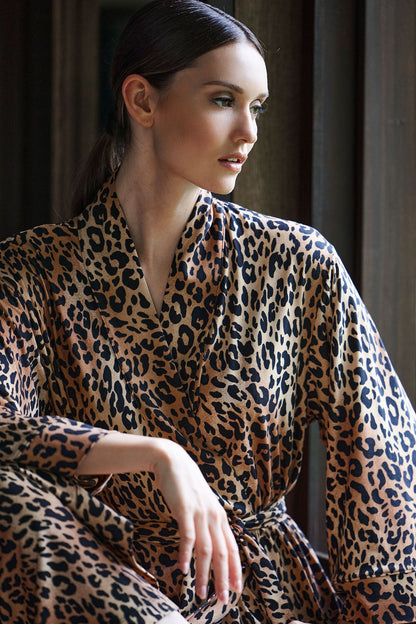 Exotic Animal Cozy Knit Robe Natural
