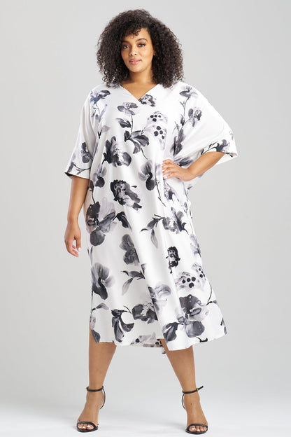 Aurelia Charmeuse V-Neck Caftan Warm White