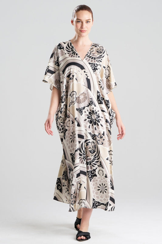 Medallion V-Neck Caftan Black