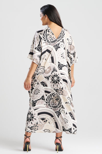 Medallion V-Neck Caftan Black