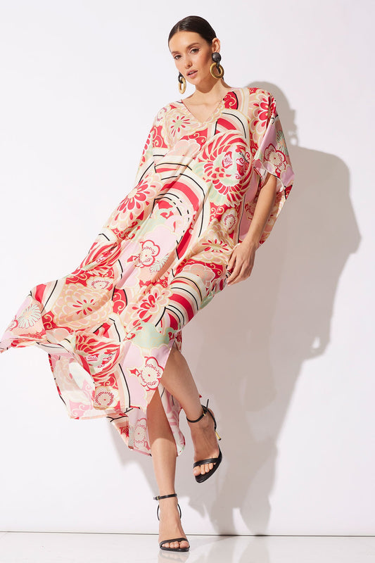 Medallion V-Neck Caftan Pink