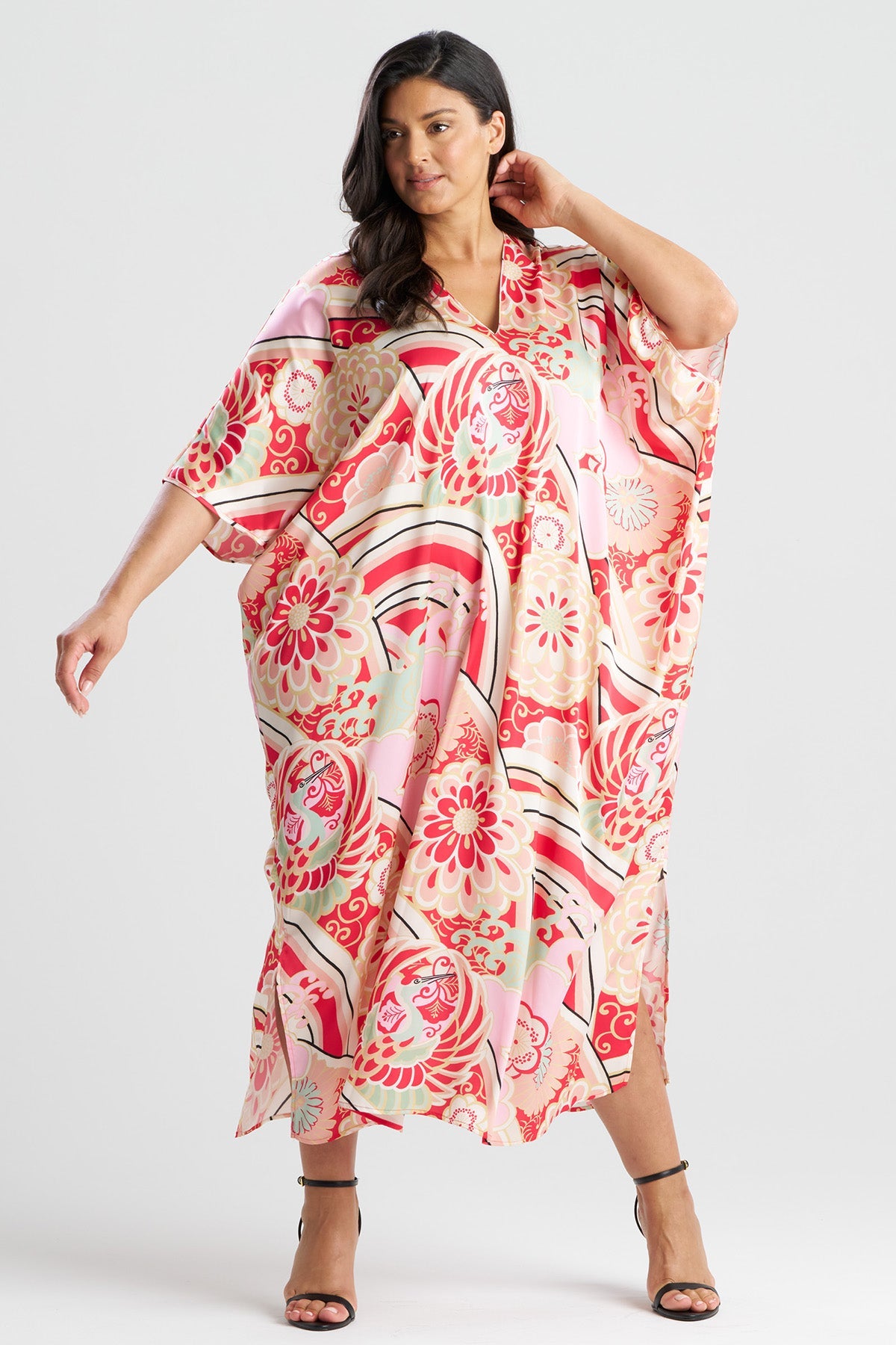 Medallion V-Neck Caftan Pink