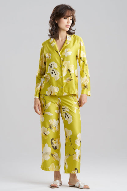 Aurelia Charmeuse Notch PJ Set Chartreuse
