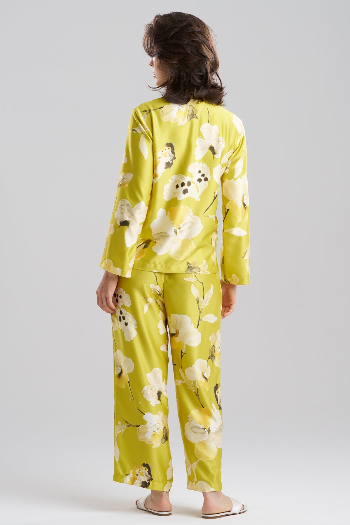 Aurelia Charmeuse Notch PJ Set Chartreuse