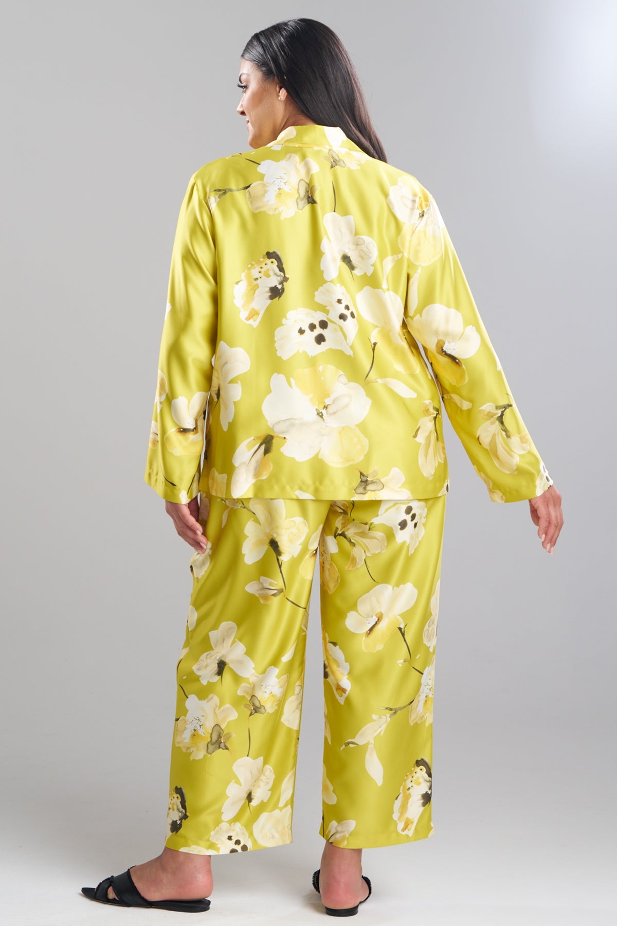 Aurelia Charmeuse Notch PJ Set Chartreuse