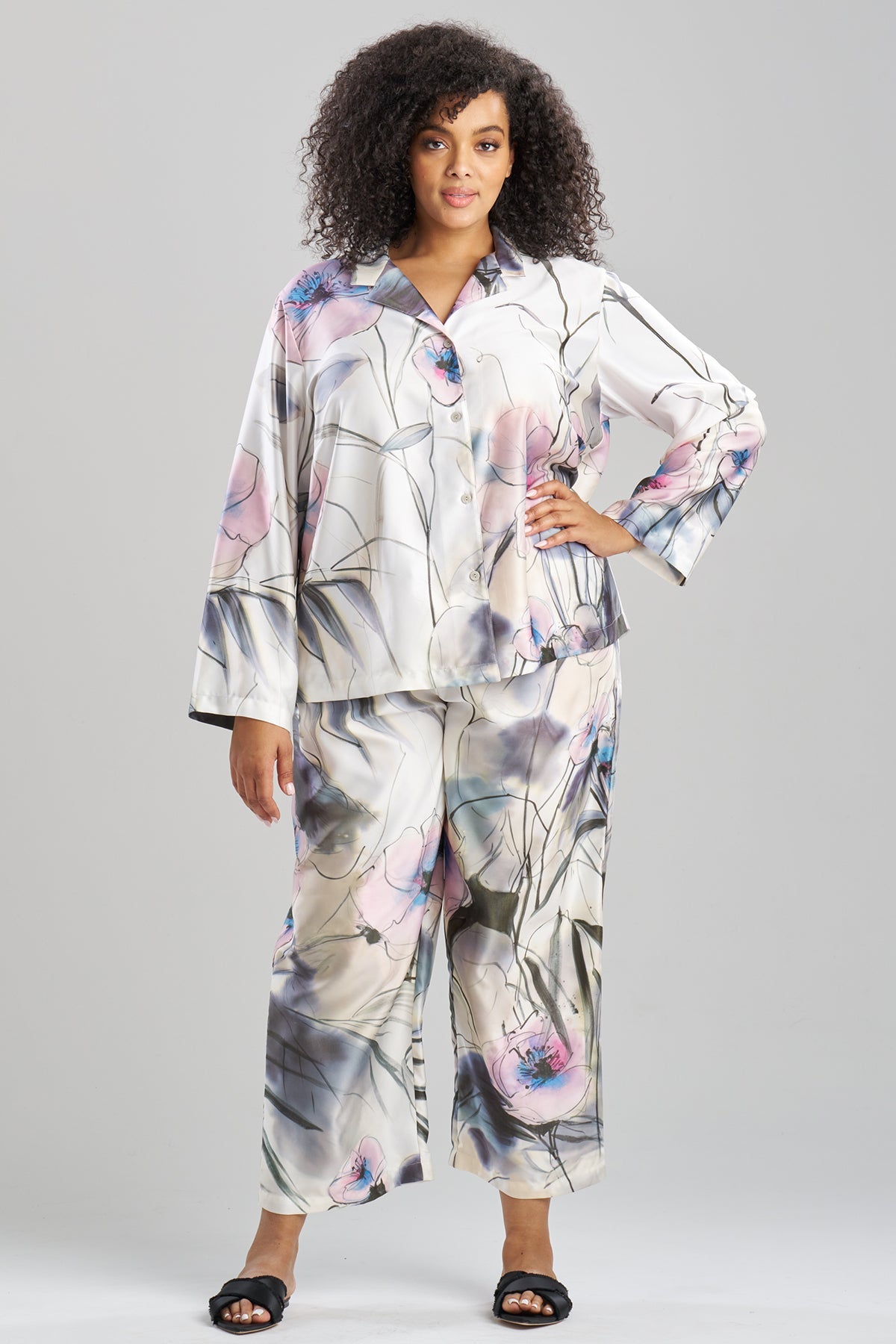 Hiyaku Printed Charmeuse Notch PJ Multi