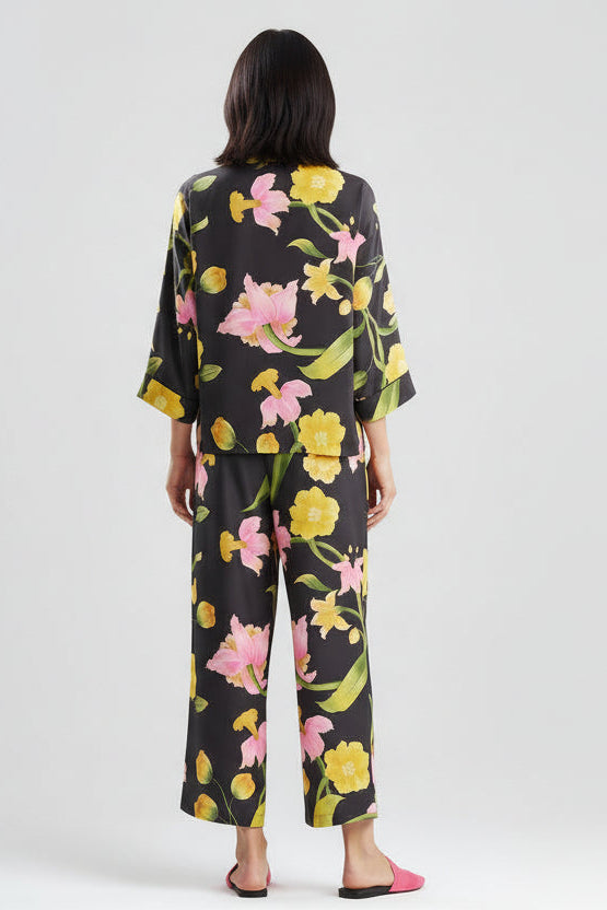 Solene Matte Charmeuse PJ Set Black Multi