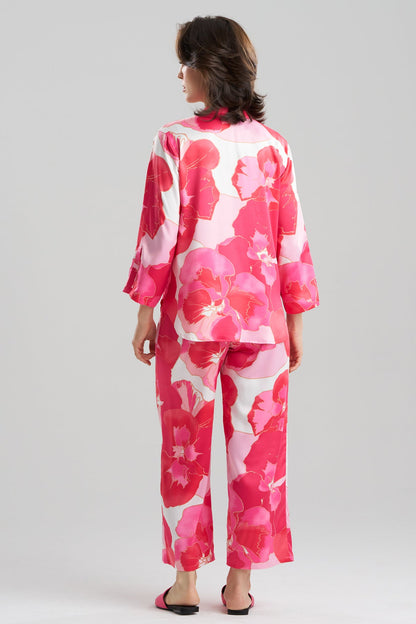 Floria Printed Satin Mandarin PJ Set Pink