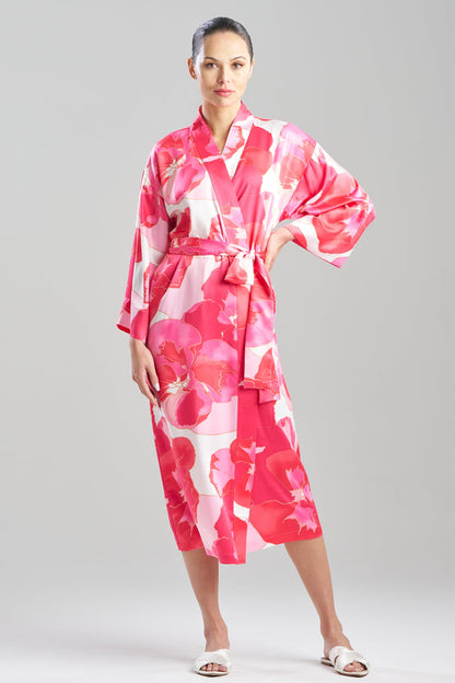 Floria Printed Satin Robe Pink